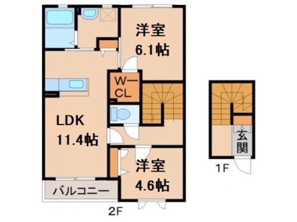 神前駅 徒歩10分 2階の物件間取画像